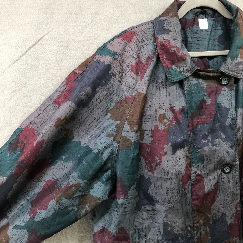 Vintage Parka Jacket Womens XL Gray Abstract Multicolor 90s Windbreaker Outdoors - Picture 7 of 11